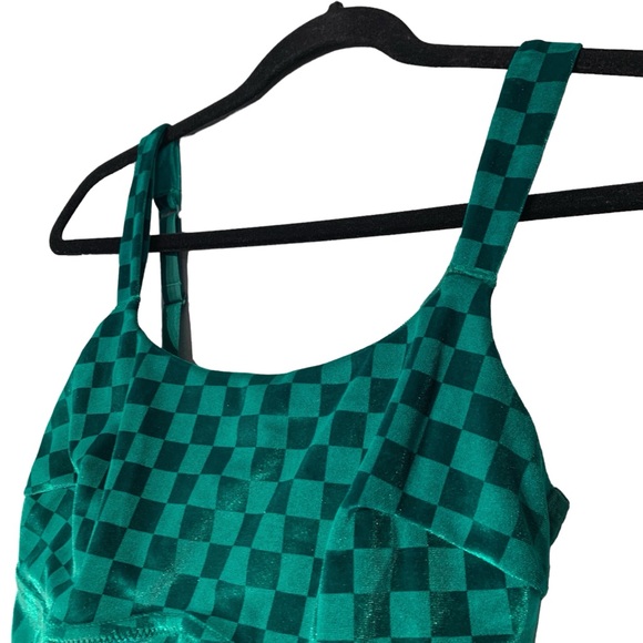 COLSIE | Women's Checkered‎ Green Velvet Brami - Medium - Picture 3 of 7